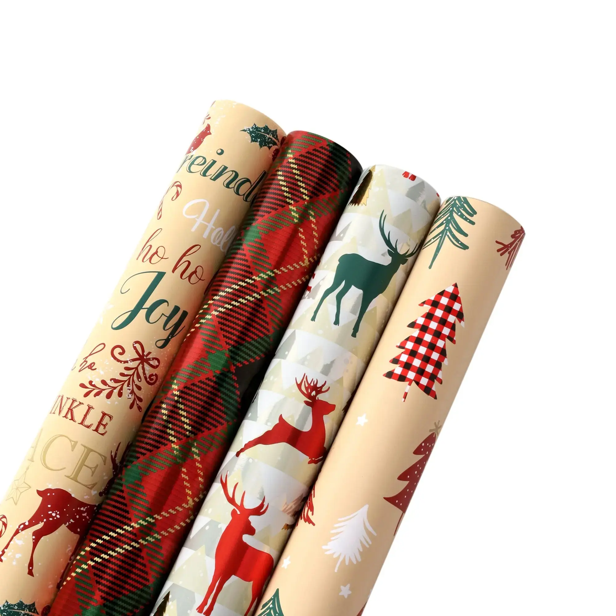 Natural Holiday Xmas Wrapping Paper Bundle, 4-Pack, 30" x 10' Office & Gift Wrapping Supplies, Holiday Wrapping Paper, Gift Wrapped