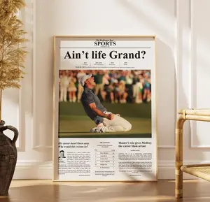 Rory McIlroy Career Grand Slam Newspaper Print – Golf Wall Art1 - (Unframe)