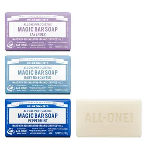 Dr. Bronner's Pure-Castile Magic Bar Soap- Made with Regenerative Organic Certified Oils- For Face, Body, Hair, Vegan Soap Bars for Men & Women- Variety 3-Pack, Peppermint Lavender, Unscented