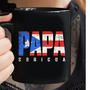 Mens Puerto Rico Grandpa Papa Boricua, Puerto Rican Flag Coffee Mug 11 oz