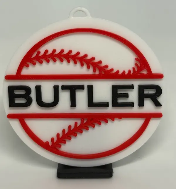 Baseball / Softball Bag Tag Keychain - Personalize with Name or Number - 3D Printed