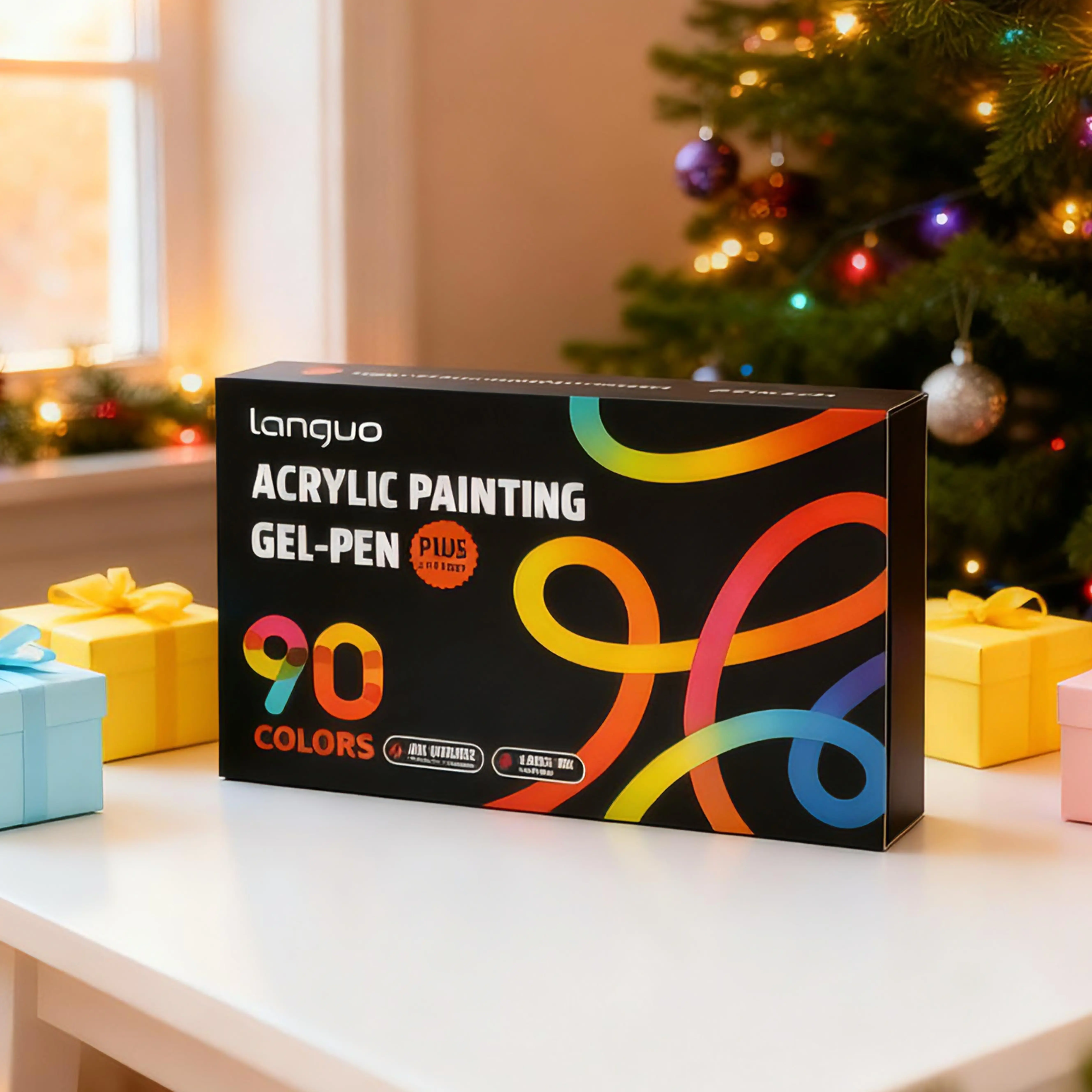 Languo Acrylic Gel Pens for Coloring, 90-colors Set 3D Acrylic Paint Pens with 1.0mm Bullet Tip for Adult Coloring, Colored Gel Pens for Black Paper, Rock, Glass, Fabric, DIY and Art Crafts Supplies