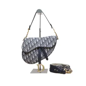 Pre-owned Dior canvas Shoulder Bags Saddle Oblique Monogram mini l Shoulder Bag BGP228033