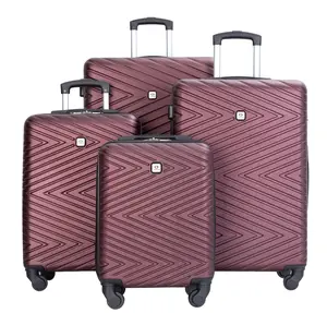 4 Piece Hardshell Luggage Set Hardside Lightweight Suitcase with TSA Lock Spinner Wheels.(Wine Red)