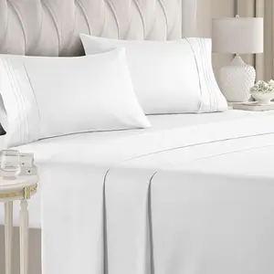 Queen Size 4 Piece Sheet Set - Comfy Breathable & Cooling Sheets - Hotel Luxury Bed Sheets for Women & Men - Deep Pockets, Easy-Fit, Extra Soft & Wrinkle Free Sheets - White Bed Sheet Set