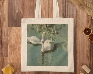 Swan Tote Bag - Tote Bag, Cute Swans, Aesthetic Tote Bag, Swans, Retro Tote Bag #1683
