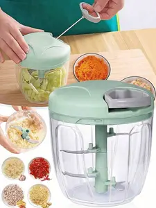 Manual Hand Pull Food Chopper, Portable Multi-Function Vegetable Chopper Garlic Mincer, Food-Grade ABS Durable Handheld Cutter for Veggies, Fruits & Nuts, Easy Clean Compact Kitchen Gadget for Home, Camping & Daily Meal Prep