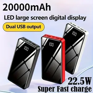 20000mAh Power Bank Fast Charging Portable Charger Travel Battery Pack 3 Outputs 2 Inputs for All Cellphones,with Dual Flashlight for Camping