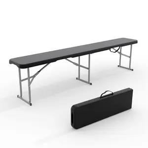Portable Folding Bench 6 Foot, Plastic Foldable Bench  with Carrying Handle for Outdoor Picnic Camping Party
