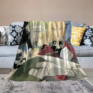Cartoon Anime Fullmetal Alchemist Blanket Super Soft Throw Blanket Flannel Fleece Lightweight Bed Blanket All Season
