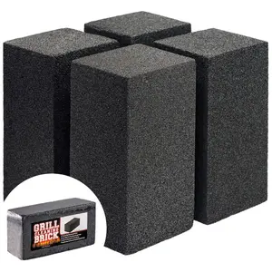 Commercial Grade, Heavy Duty Grill Cleaning Brick Bulk 4 Pack. Pumice Stone Cleaner Tool Cleans and Sanitizes Restaurant Flat Top Grills or Griddles Effectively Without Harsh Chemicals or Abrasives