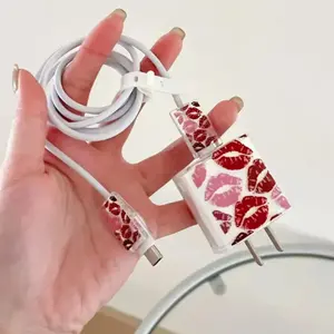 Silicone Charging Cable Protector Case with Fixed Rope, Compatible with iPhone Accessories, Lightning Cable, No Charger Included, Ca Prop 65 Compliant