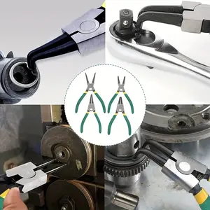 7-inch spring claw pliers set, two-ended, with bent and straight tips for both internal and external work; manual pliers set retaining ring circlip multifunctional wire stripper neutral dc tester automatic tools alarm gift wirecrimper dual multi-function