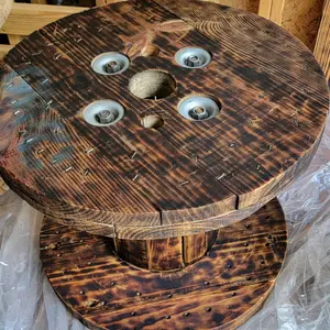 Hand Torched Wooden Spool Planter