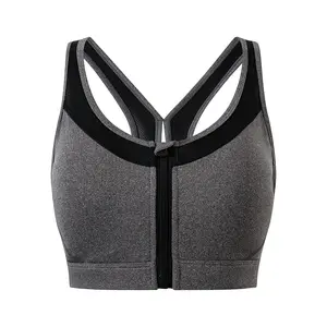 Women's Zipper Front Open Sports Bra - Seamless Steel Wire Free Zipper with Pads, Fast Back Sports Fitness Yoga Bra