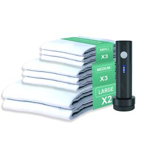 8 Pack Vacuum Storage Bags with Electric Pump, 3Small+3Medium+2Large Mixed Sizes Travel Compression Bags, Space Saver for Clothes, Luggage & Suitcase