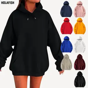 Women's Hooded Sweatshirt Cute Long Sleeve Loose Fleece Pullover with Pocket Casual Korean Minimalist Style Winter Medium Length Cozy 55% Cotton 45% Polyester Crewneck Kangaroo Pocket Ribbed Soft Cotton Basic Overall Stitch for Cold Weather