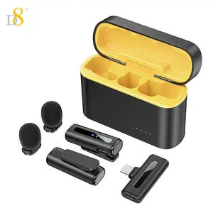 D8 Wireless Microphone, Portable Clip-on Microphone, USB Rechargeable Wireless Microphone for Live, Speech, Stage Performance, Outdoor Activities, Audio
