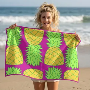 Neon Pineapple Pattern Beach Towel | Tropical Fruit Print