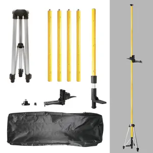 Huepar 12 Ft./3.7M Professional Laser Level Pole with Tripod and 1/4-Inch by 20-Inch Laser Mount for Rotary and Line Lasers, Adjustable Telescoping Laser Pole with 5/8"-11 Threaded Adapter-LP36A