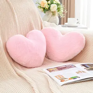 2 Pcs Pink Heart Pillow,Cute Heart Pillow Plush Heart Throw Pillow Set for Bed Livingroom Sofa Home Decor Girls Valentine (mini-12.9"x9.8")