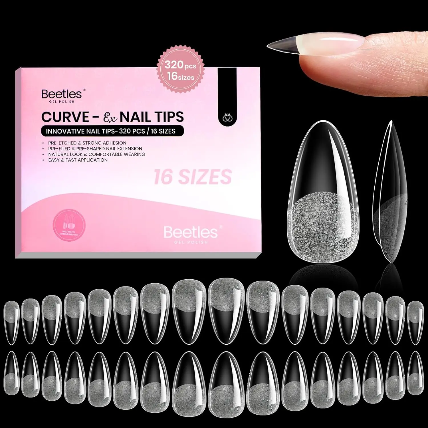 320pcs-Medium Almond (Curve-EX)