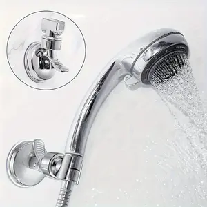 Wall Mount  Holder with Suction Cup, Stainless shower bracket , Easy Install Tool-Free  Cradle for Bathroom, Small Showerhead Hook – For Women Men Daily Use RainShower Head