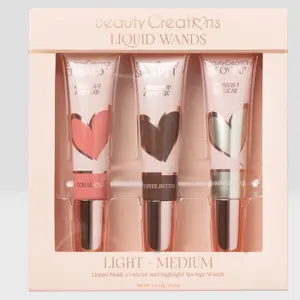 Flawless Stay Liquid blush & Luminizer Trio- Liquid Highlighter, Blush & Contour Set - High-Quality Makeup for Versatile Application Bronzer Golden Smooth highlight