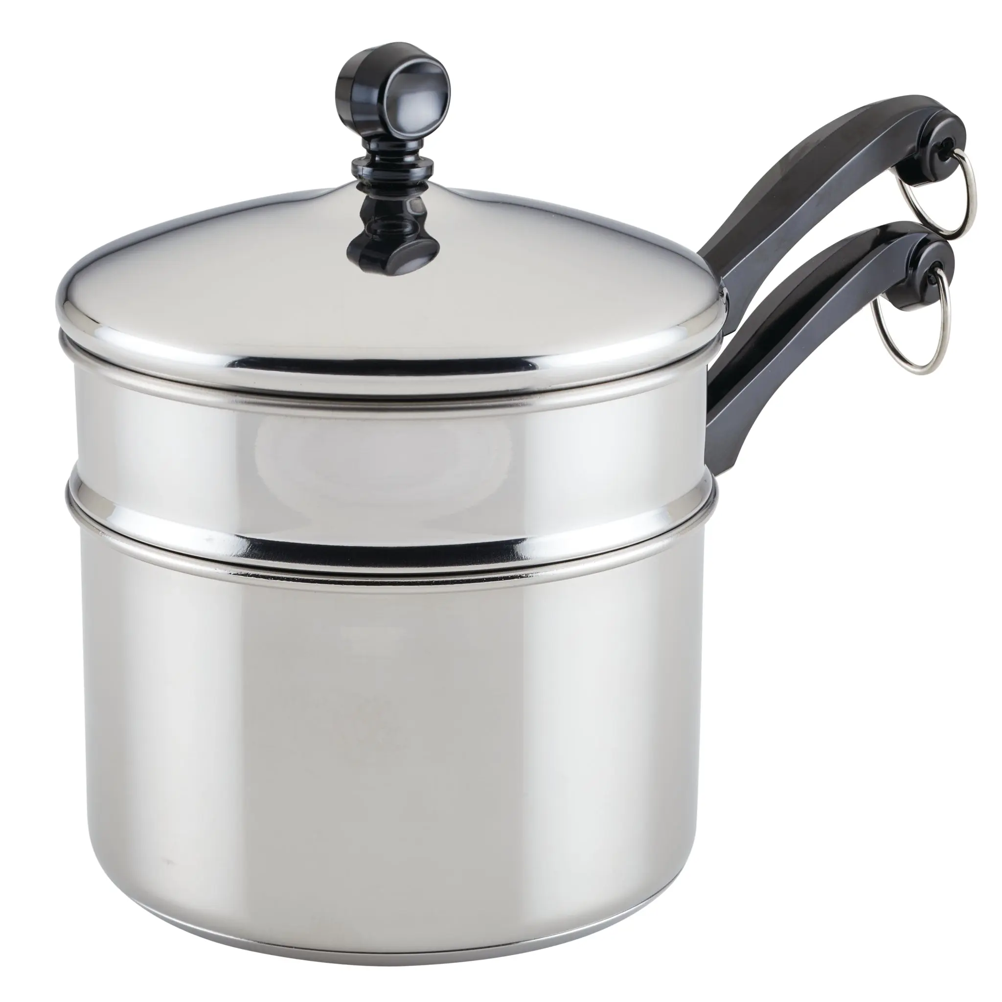 Classic Series 2-Qt. Stainless Steel Covered Saucepan with Double Boiler Insert, Kitchenware Cookware Steamer with Sealed Lid