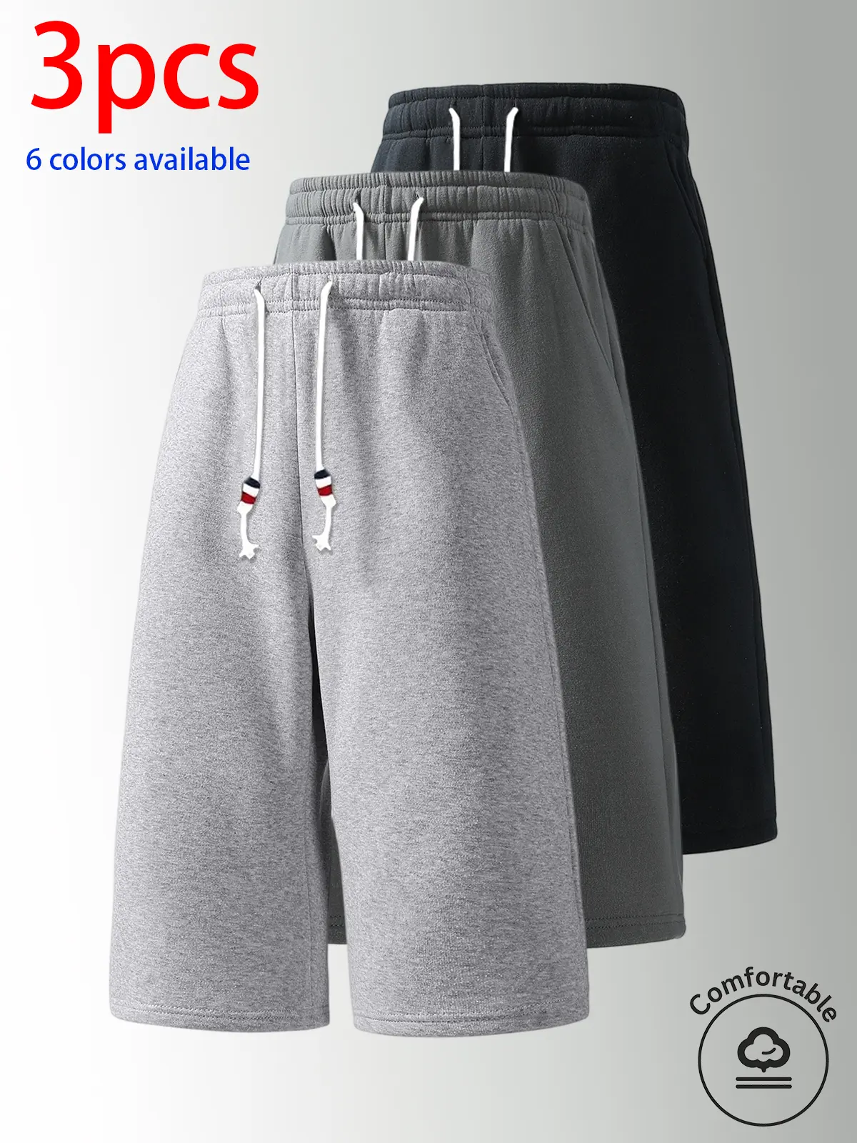 3-pack: men’s shorts, men’s bermuda shorts, men’s casual pants.Drawstring belt design, loose and comfortable, suitable for daily commuting and holiday travel, minimalist solid color, versatile, suitable for both men and women.