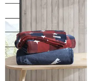 Eddie Bauer Americana Plush Fleece Throw Blanket