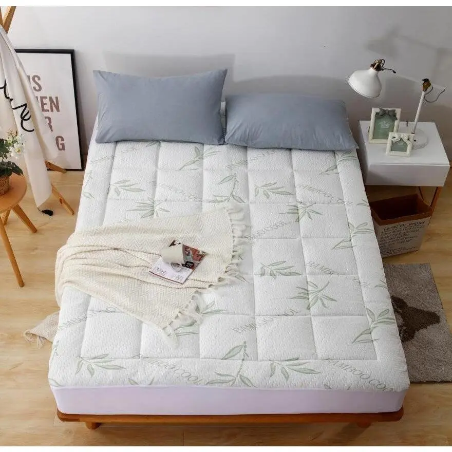 Elegant Comfort Bamboo-Derived Mattress Pad – Water-Resistant Cooling Cover, Fits Mattresses up to 16in