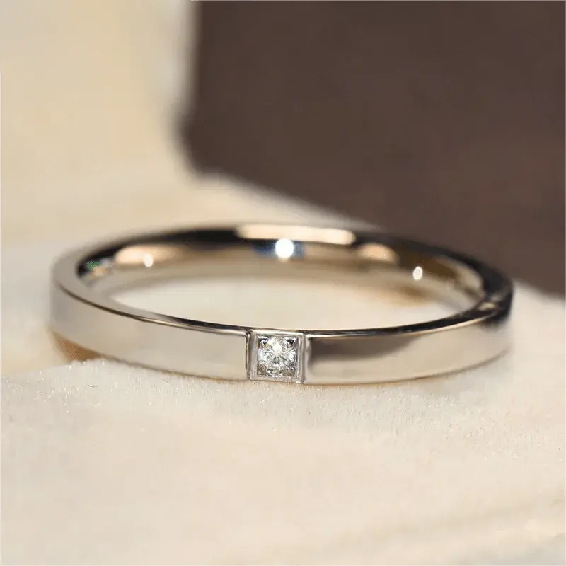 Simple Titanium Steel Ring with Zirconia Stone for Daily Wear No Plating Perfect for All Seasons Ideal Valentine's Day Gift Elegant Minimalist Jewelry Clean Look Gifting