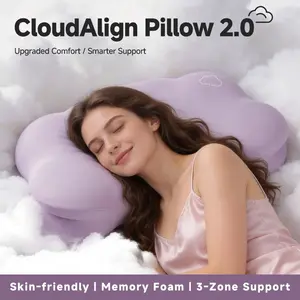 CloudAlign Pillow 2.0 - Upgraded Ergonomic 3-Zone Neck Support Memory Foam Pillow for Neck Discomfort, Side & Back Sleepers