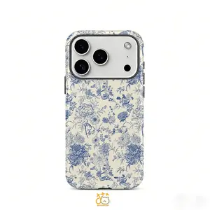 Retro blue and white porcelain floral pattern film and television 2-in-1 Casing phone case, suitable for iPhone 17, Pro Max, 16, Pro, 15 Plus, 14, 13, 12, 11 series. Stylish phone case and protective cover, a gift for friends Accessories Flower
