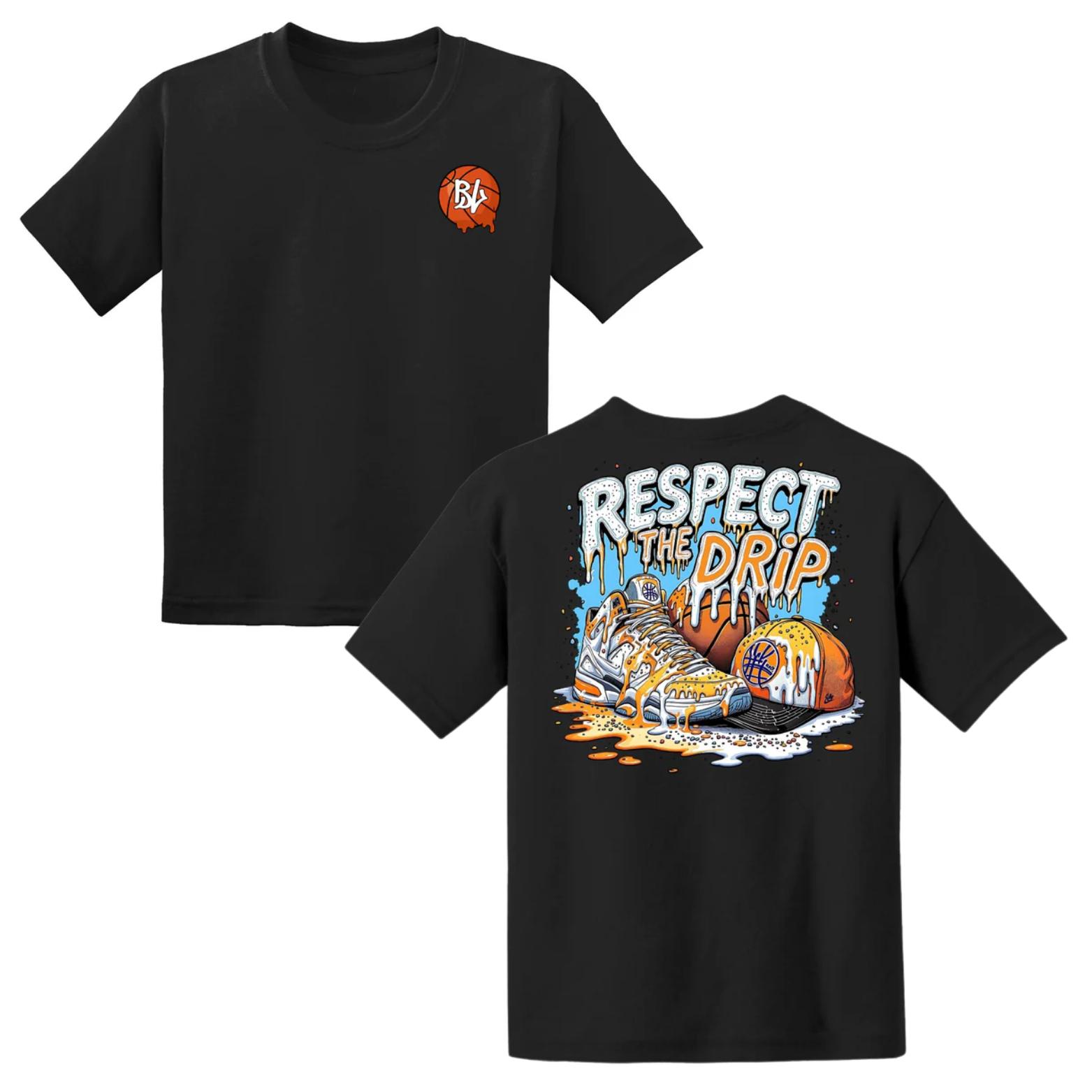 Youth & Adult Respect The Drip Basketball Graphic T-Shirt, Sneaker Streetwear Hoop Culture Sports Fan Outfit Urban Casual Trendy Tee USA, Outdoor T-Shirt, Youth Clothing, Gift for Boys, Unisex Streetwear