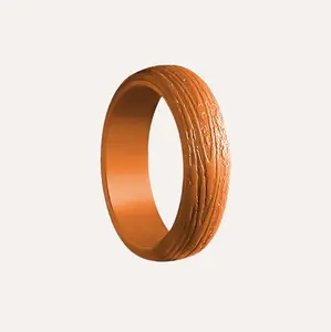 Silicone Ring for Women, Orange Amber Flexible Rubber Wedding Band, Breathable Waterproof Sweat-Resistant Hypoallergenic Workout Ring, Active Lifestyle