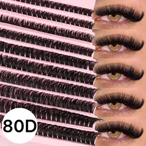 200pcs Individual Eyelash Clusters D Curl 8-16mm Wide Stem DIY Natural Look&Extra Thick Reusable Individual Eyelash Extension Kit for Self Use At Home Or On-The-Go for Daily Life, D Curl Eyelashes, DIY Volume Eyelashes
