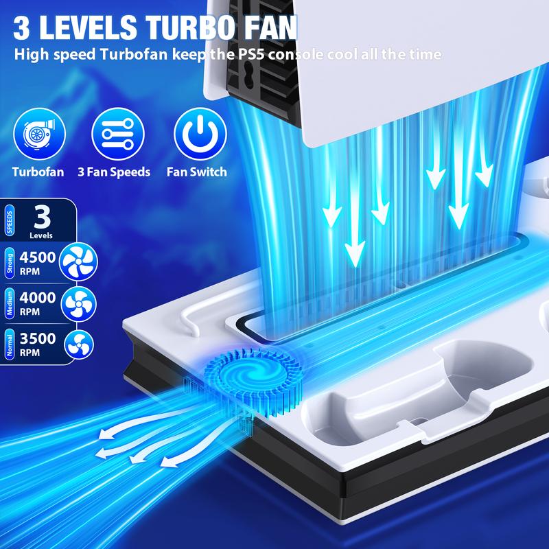 ESYWEN Multi-Function Cooling Dock for New PlayStation 5 Slim/PlayStation 5 Cooling Station PS5 new console heat dissipation, charging 2 PS5 controller ESYWEN Multi-Function Cooling Dock for New PlayStation 5 Slim/PlayStation 5 Cooling Station PS5 new console heat dissipation, charging 2 PS5 controller