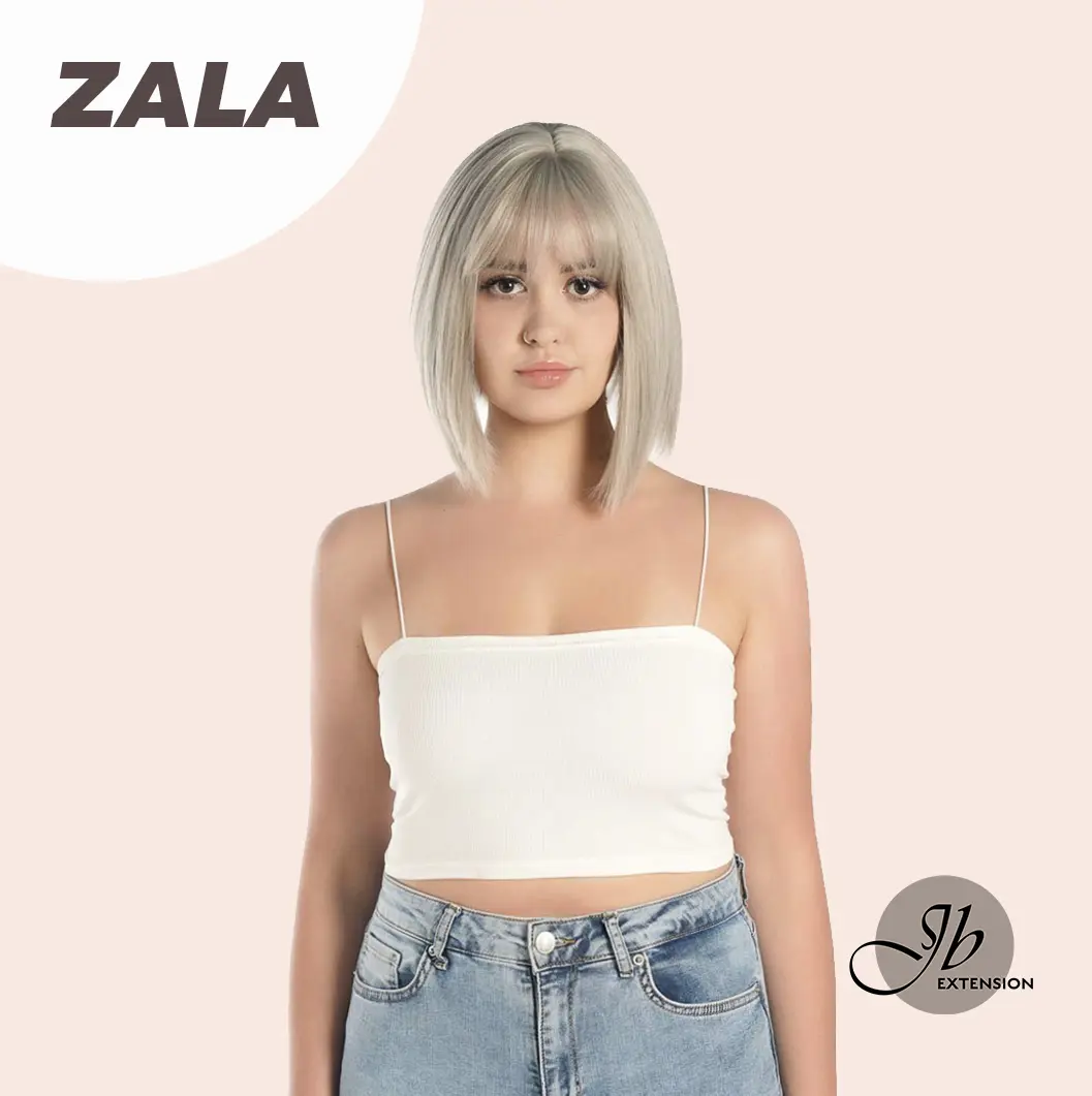 JBEXTENSION 10 Inches Bob Cut Tea Grey Hair With Bangs Wig ZALA JBEXTENSION 10 Inches Bob Cut Tea Grey Hair With Bangs Wig ZALA