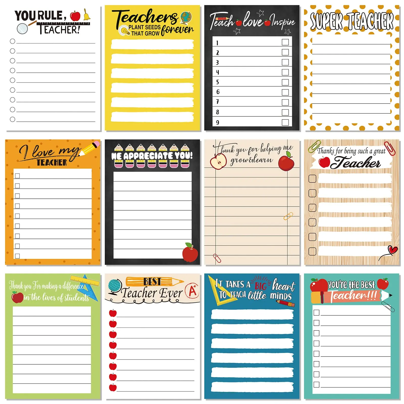 12 Pcs, Bright, Thanks