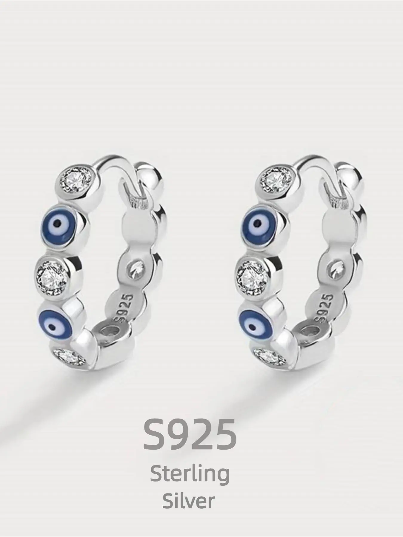 925 Sterling Silver Fashionable and Exquisite Personalized Devil's Eye Design Earrings, High Quality and Versatile Daily Anti Allergy Sterling Silver