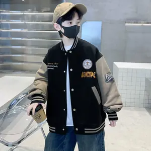 Boys' Baseball Jacket for Big Kids, Stylish Lightweight Zip-Up Coat with Sporty Striped Design, Casual Fall and Spring Outerwear for Boys Youth