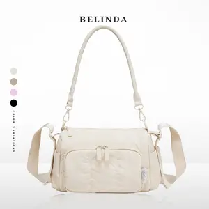 Belinda New Lightweight Puffy Shoulder Bag, Small Puffy Fashion Trendy Bag with 2 Side Pockets, Adjustable Strap, Women's Waterproof Lightweight Bag, Suitable for Travel, Gym, Dating, Commuting, Elegant Underarm Bag, Spring Trendy Gift for Her or Mom.