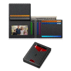 Wallet for Men Slim RFID Blocking Leather Credit Card Holder Wallet for 15 Cards, Bifold Minimalist Thin Wallet with 2 ID Windows & Cash Slot, Front Pocket Birthday Gifts for Men