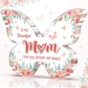 Butterfly Acrylic Plaque Decor with Sweet Message for Mom - Perfect Mothers Day, Christmas, Valentines Day Gift for Home Decor