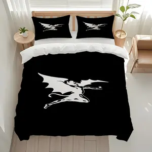 3pcs Black Sabbath Three-piece polyester set with skin-friendly and tactile theme printing, fashionable and artistic design style, perfect for Christmas and birthday surprise gifts, preferred and for, 1 Duvet Cover + 2 Pillowcases (No Insert)