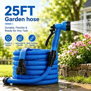Outdoor garden hose,25FT Expandable garden hose,7-Pattern spray nozzle hose,Flexible water hose for car washing，Heavy Duty Kink-Free Expandable Water Hose with Leak-Proof Connectors for Outdoor Use.#OutdoorEssentials #CarWashHose