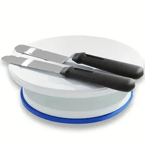 3pcs Cake Turntable Set, Includes 2 Scraper Sets and 1 Non-Slip Cake Stand, Perfect for Baking and Decorating