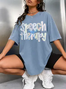 Comfort Colors Women's Short-Sleeve Speech Therapy T-Shirt - Soft Breathable Cotton Fabric, Unisex Fit, SLP/SLPA Gift, Day Wear, Preppy Style, Classroom Essential, Shortsleeve, Round Neck